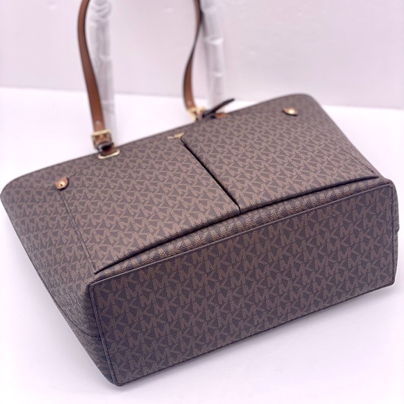 Michael Kors Double Pocket Tote Shoulder Bag And Wallet Set Brown - Picture 10 of 13